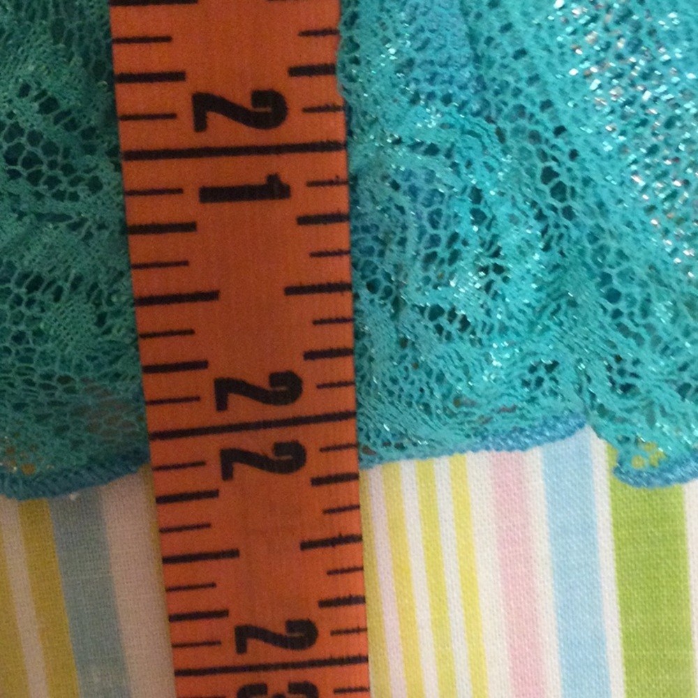 Vintage Light Turquoise Lace Sheer Sleeves Top by Tres Pink Hearts - Picture 9 of 14